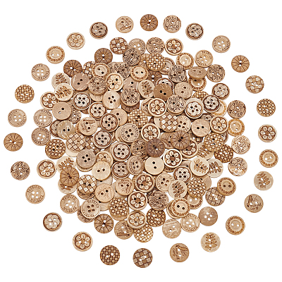200Pcs 10 Styles 2-Hole Natural Coconut Buttons DIY-GA0008-28-1