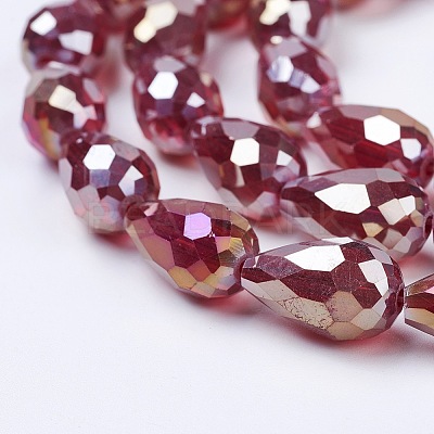 Electroplate Glass Beads Strands X-EGLA-D015-15x10mm-28-1