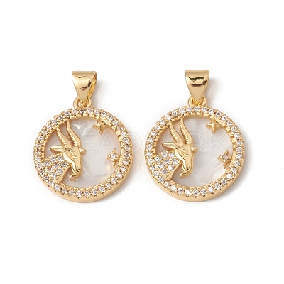 Rack Plating Brass Shell Pendants KK-D087-25G-09-1
