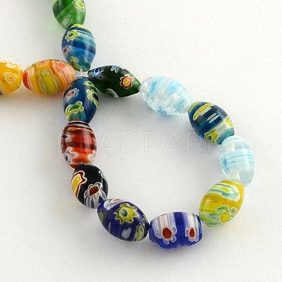 Oval Handmade Millefiori Glass Beads Strands X-LK-R004-37-1