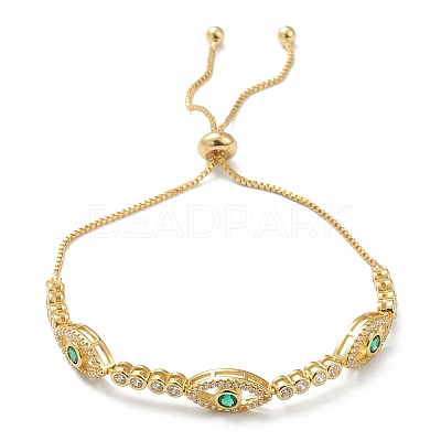 Horse Eye Cubic Zirconia Slider Bracelet BJEW-SZ0002-08B-1