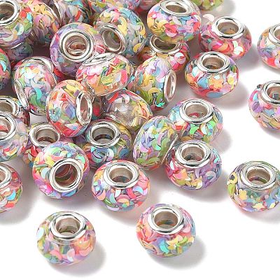 Transparent Resin Rondelle European Beads RESI-S023-04-1