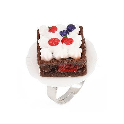 Afternoon Tea Resin & Plastic Adjustable Finger Rings for Women RJEW-K317-01E-1