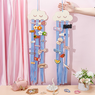 Cloud Wooden Hairpin Hair Clip Hanging Holder Storage Organizer WH-WG78846-05-1