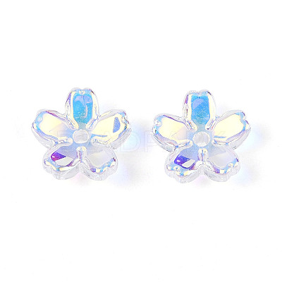 Transparent Electroplate Glass Bead Caps EGLA-N015-01B-1