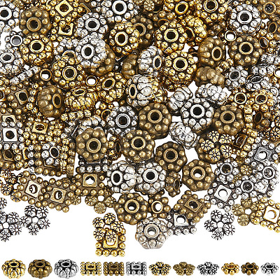 240Pcs 12 Styles Tibetan Style Alloy Spacer Beads TIBE-SC0002-59A-1