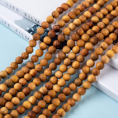 Natural Wood Beads Strand WOOD-F006-01-6mm-1
