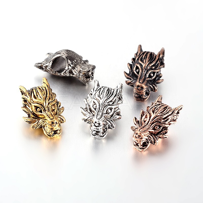 Dragon Head Large Hole Alloy European Beads - Beadpark.com