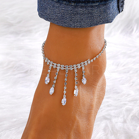 Brass Crystal Rhinestone Tennis Anklets for Wome FS-WGAF92D-08-1