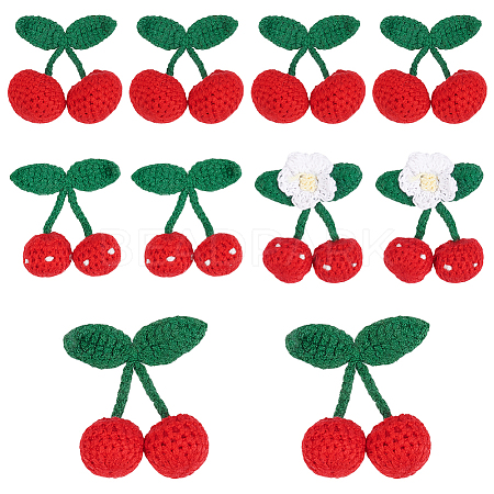 10Pcs 4 Styles Polyester Crochet Cherry DIY-WR0004-91-1