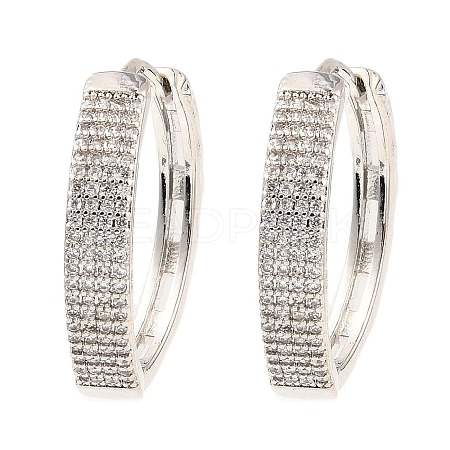 Brass Cubic Zirconia Hoop Earrings EJEW-D078-21P-1