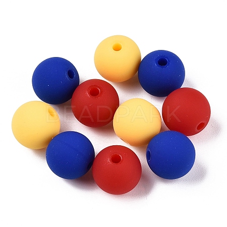 Rubberized Style Imitated Silicone Acrylic Beads MACR-T048-01C-06-1