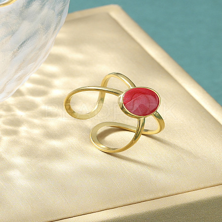 304 Stainless Steel Enamel Cuff Rings FS-WG277BE-10-1