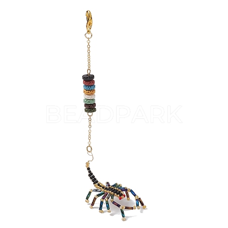 Scorpion Glass Seed Beads Pendant Decoration HJEW-MZ00121-01-1