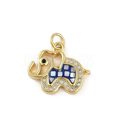 Rack Plating Brass Micro Pave Clear Cubic Zirconia Pendants KK-U032-25G-02-1