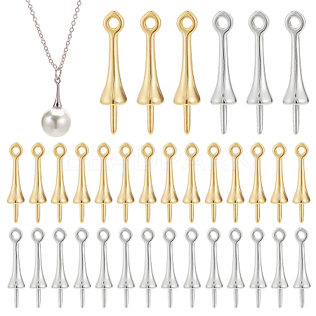 60Pcs 2 Colors Brass Peg Bails KK-PH0006-06-1