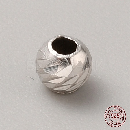 Rhodium Plated Sterling Silver Bead STER-WH0019-08B-P-1