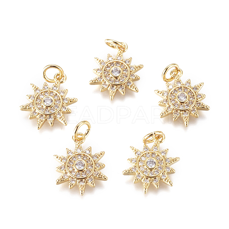 Brass Micro Pave Cubic Zirconia Charms KK-D159-04G-1