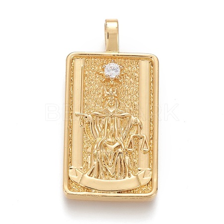 Brass Micro Pave Clear Cubic Zirconia Pendants ZIRC-Z004-01T-1