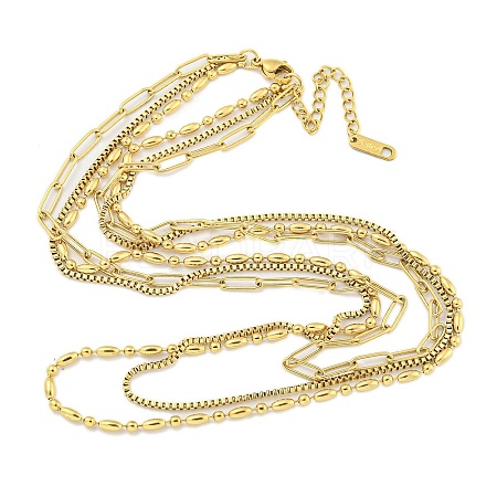 Ion Plating(IP) 304 Stainless Steel Multi Layered Necklaces NJEW-S426-04G-1