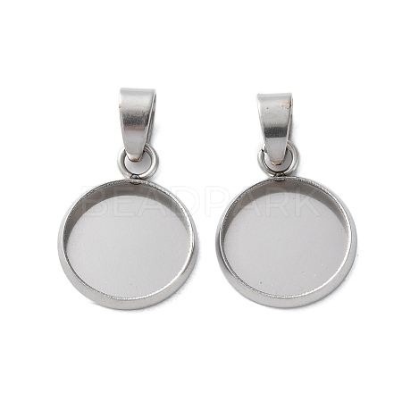 304 Stainless Steel Pendant Cabochon Settings STAS-L282-010P-04-1