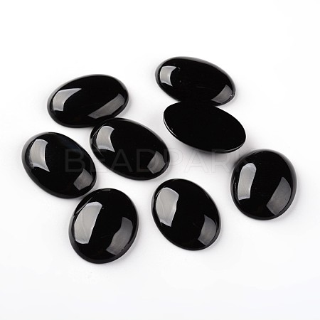 Oval Natural Black Agate Cabochons G-I172-22x30mm-01-1