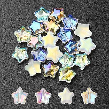 20Pcs 4 Colors Transparent Spray Painted & Frosted Glass Beads GLAA-YW0001-88-1