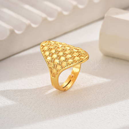 Elegant Hollow Out Lucky Brass Oval Adjustable Rings for Women RN5052-3-1