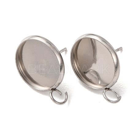 201 Stainless Steel Stud Earring Settings SA-CBAB174-01P-B-1
