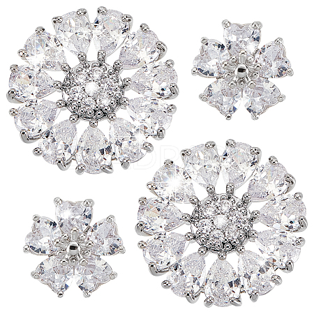4Pcs 2 Styles 1-Hole Alloy Shank Button BUTT-PH0001-23-1
