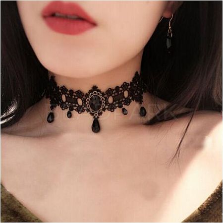 Gothic Style Resin Tassel Lace Chain Necklaces WG2E9D0-09-1