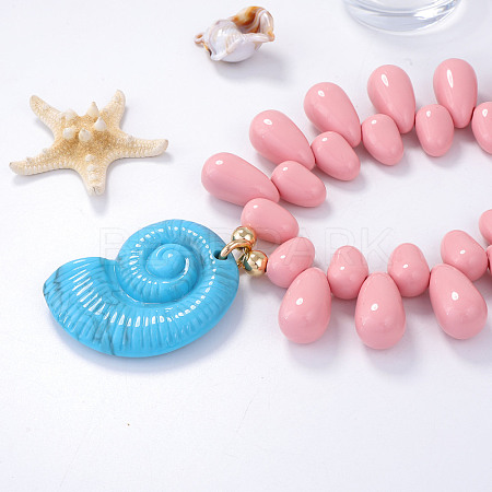 Ocean Plastic Shell Shape Pendant Teardrop Beaded Necklaces for Women FS-WG4B22D-08-1