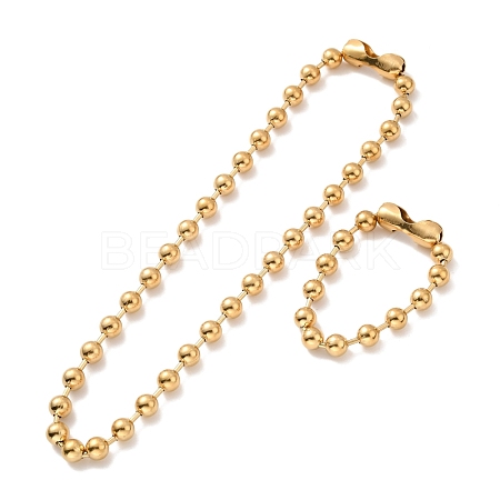 PVD Vacuum Plating 304 Stainless Steel Ball Chain Necklace & Bracelet Set STAS-D181-01G-02C-1