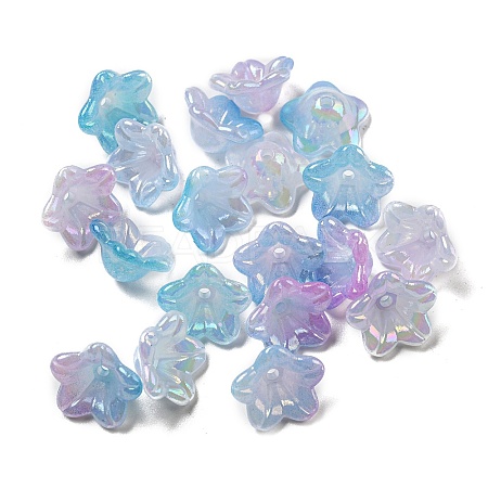 Iridescent Acrylic Bead Caps X-OACR-C021-08B-1
