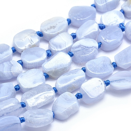 Natural Blue Lace Agate Beads Strands G-O170-20A-1