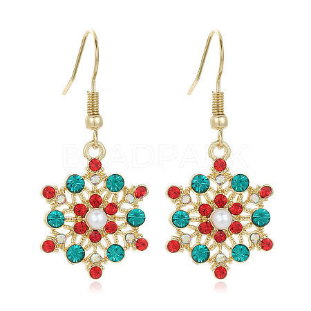 Snowflake Alloy Imitation Pearl Dangle Earrings FS-WGD9918-12-1