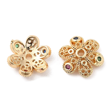 Brass Micro Pave Colorful Cubic Zirconia Bead Caps KK-F860-78G-1