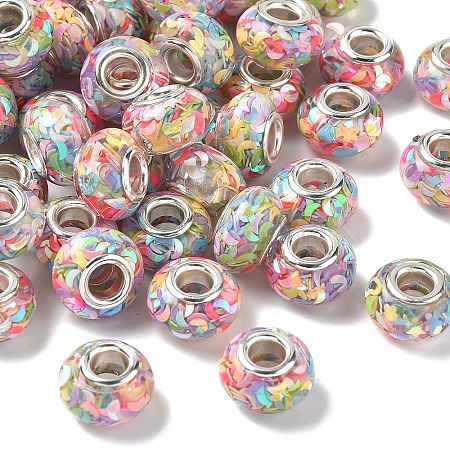 Transparent Resin Rondelle European Beads RESI-S023-04-1