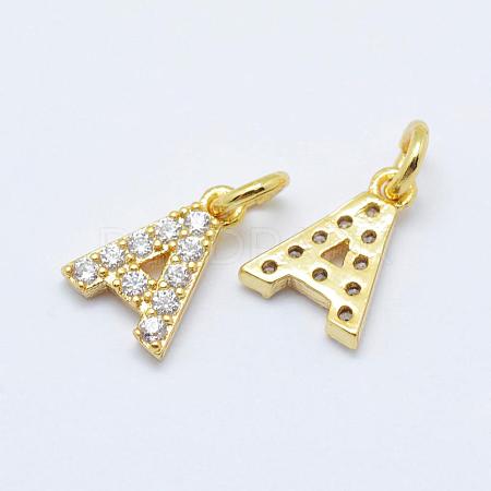 Brass Micro Pave Grade AAA Cubic Zirconia Charms ZIRC-P067-11G-A-NR-1