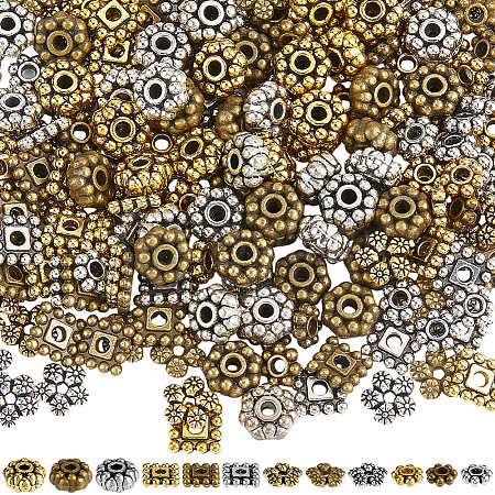 240Pcs 12 Styles Tibetan Style Alloy Spacer Beads TIBE-SC0002-59A-1