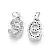 Brass Micro Pave Clear Cubic Zirconia Charms ZIRC-L092-09-P-2