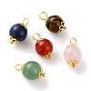 Natural Lapis Lazuli & Red Agate & Green Aventurine & Rose Quartz & Tiger Eye Pendants X-PALLOY-JF00580-1