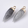 Top Golden Plated Natural Labradorite Pointed Pendants X-G-S359-078D-3