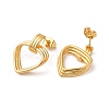 Rack Plating Brass Hollow Heart Dangle Stud Earrings EJEW-R151-08G-2