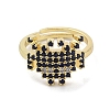 Real 18K Gold Plated Brass Pave Cubic Zirconia Adjustable Rings RJEW-M170-05G-02-2