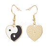 Heart with Tai Ji Alloy Enamel Dangle Earrings EJEW-JE04979-2