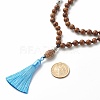 Natural Wenge Wood Beads Mala Prayer Necklace NJEW-JN03754-5