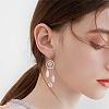Natural Rose Quartz Bullet Chandelier Earrings EJEW-SW00017-03-6