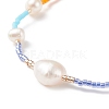3Pcs 3 Style Natural Pearl & Glass Seed Beaded Stretch Bracelets Set for Women BJEW-JB08891-7