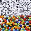 100Pcs Cube with Letter Opaque Acrylic Beads DIY-YW0002-45-4